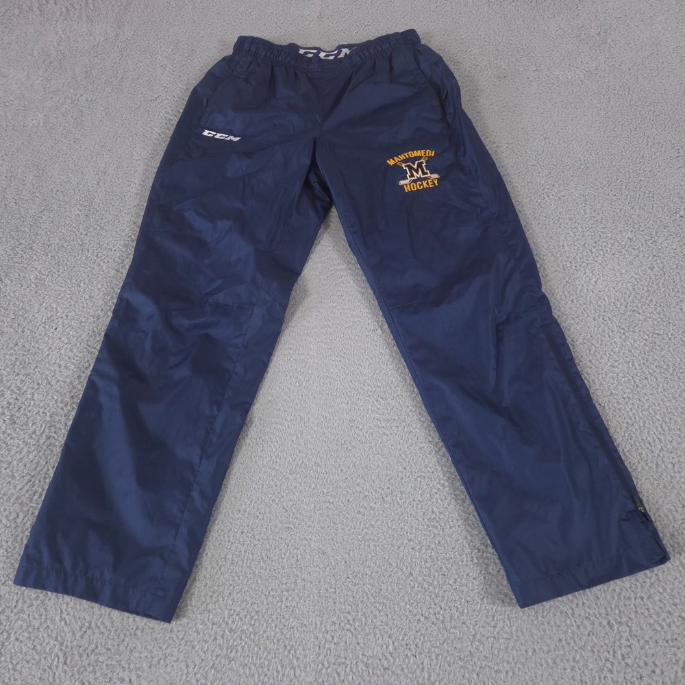 CCM Pants Mens M Navy‎ Tactical Cool Ankle Zip Warm Up Hockey Track Windbreaker